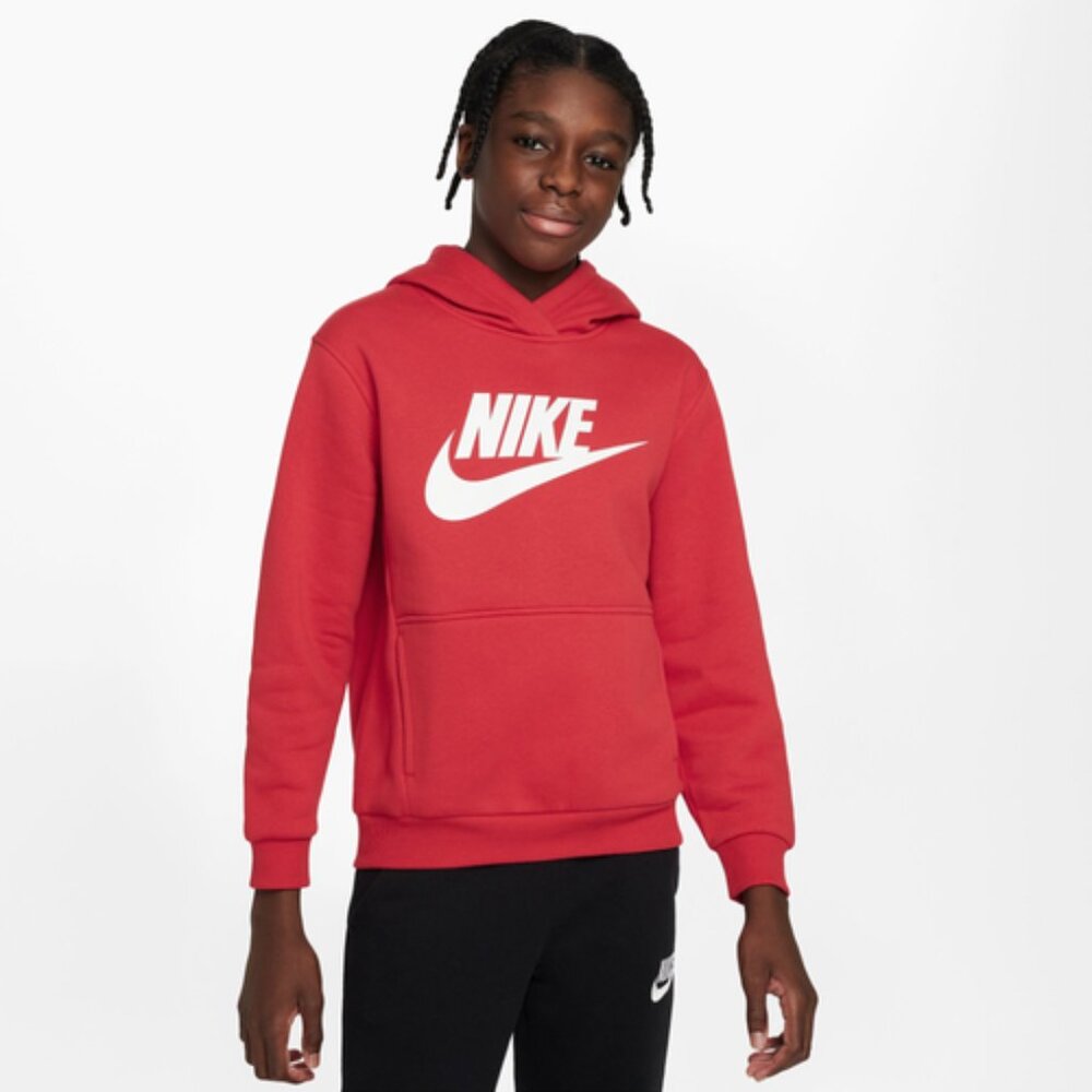 Nike Youth Club Fleece Hoodie - Scarlet - Medium - New without Tags